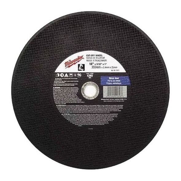 Abrasive Cut-Off Wheel, Type 1, 12 in Dia, 1/8 in Thick, A24R Grit