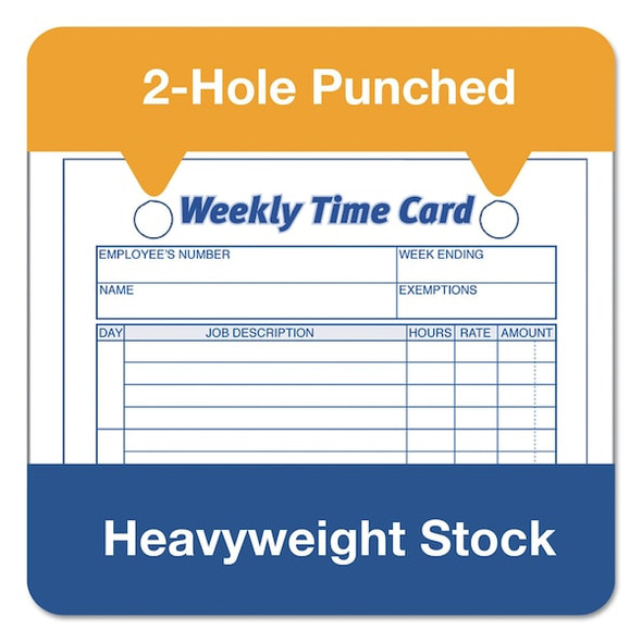 Tops Employee Time Card,4 1/4x6 3/4,PK100 3016