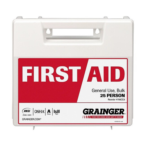 First Aid Kit and Housing, Plastic 94 Components, 25 People Served