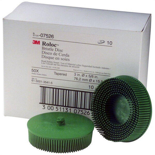 3m Scotch-Brite Roloc Bristle Discs 50 Grit Coarse Green,3" MMM7526