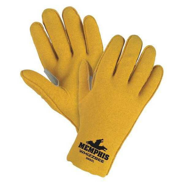 Coated Gloves, Vinyl, Textured, Full, 0 Abrasion Level, Yellow, S 1 PR