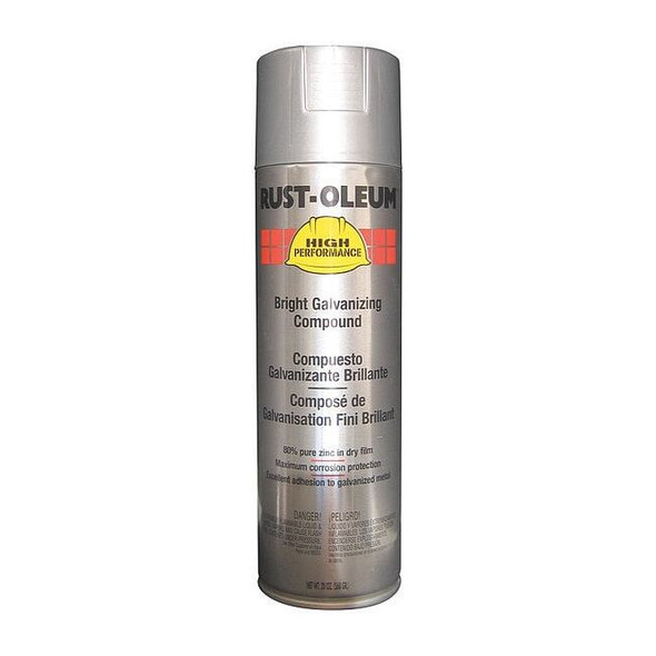 Rust Preventative Spray Paint, Bright Galvanized, Metallic, Solvent, 20 oz
