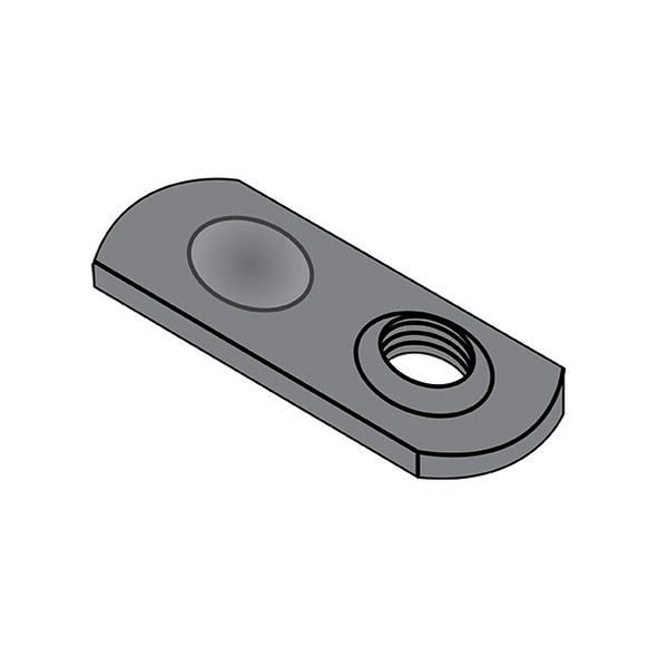 Tab Weld Nut, 1/4"-20, Steel, 0.448 in Wd, 0.953 in Lg, 0.097 in Ht, 1000 PK