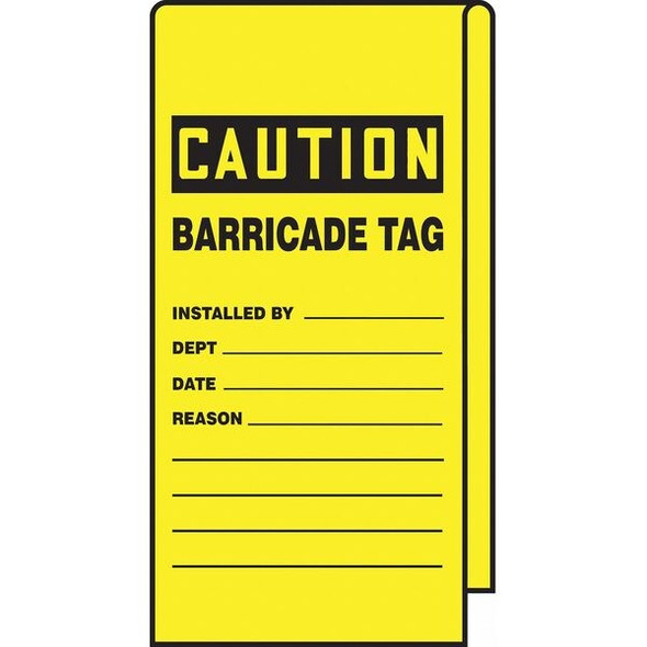 Accuform Wrap Stick Tag,Caution,12"Lx3-1/8"W,PK25 TAT113