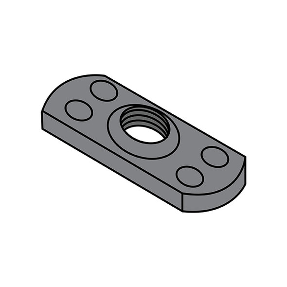 Tab Weld Nut, 1/4"-20, Steel, 0.52 in Wd, 0.827 in Lg, 0.098 in Ht, 1000 PK