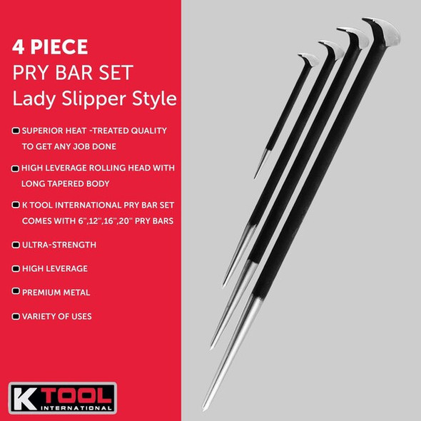 K-Tool International Pry Bar Set,Lady Slipper Style,4 pcs. KTI-71600