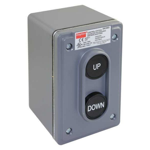 Dayton ControlStation,2PushButtons,Blk,2NO 20C803