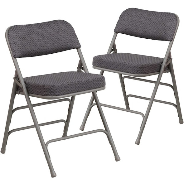 Flash Furniture Gray Fabric Folding Chair,PK2 2-AW-MC320AF-GRY-GG