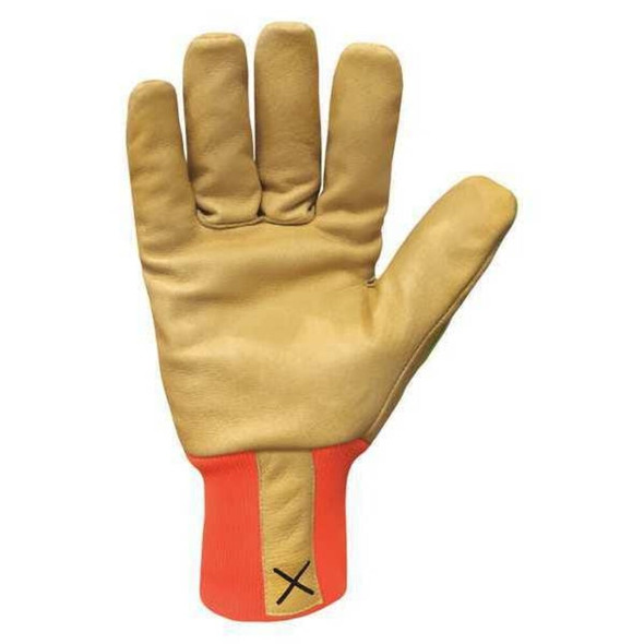 Leather Gloves,Hi-Viz Orange-Yellow,L,PR  EXO2-HVIP-04-L