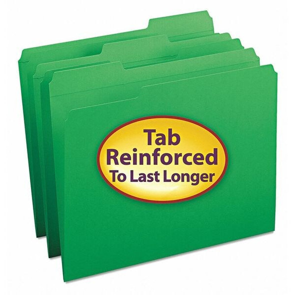 Smead Folders,Reinforced Tab,Green,PK100 12134