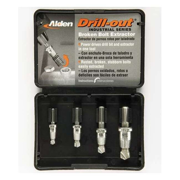 Alden Drill/Extractor Set,4 PC,1/4-1/2 In Cap 4017P
