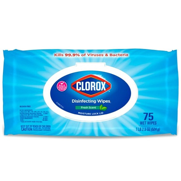 Clorox Disinfecting Wipes,White,Fresh,75 ct,PK6 31430