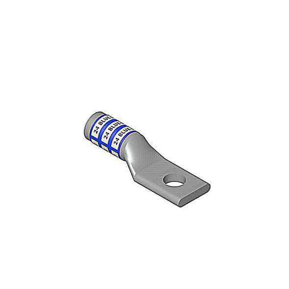 One-Hole Compression Lug, 2/0 AWG Max, 3/8 in Stud, Long Barrel, Aluminum, Olive