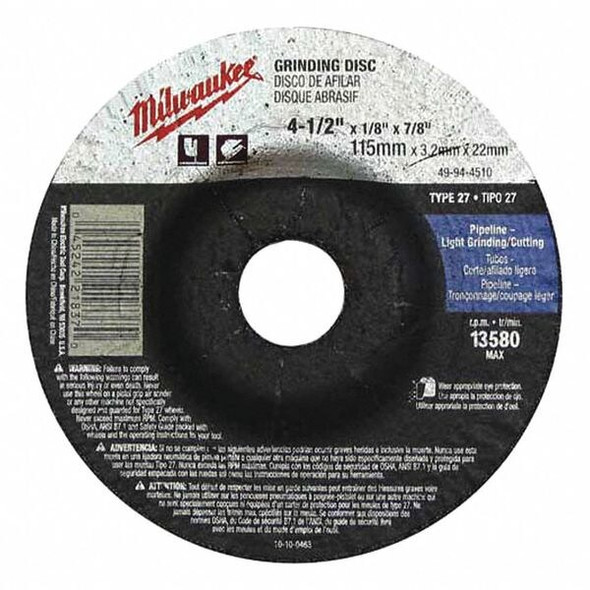 Milwaukee Tool 5" x 1/4" x 7/8" Grinding Wheel (Type 27) 49-94-5020