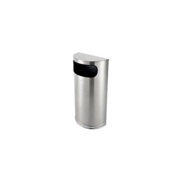 Global Industrial Half Round Side Open Trash Can 9 Gallon Matte Stainless Steel
