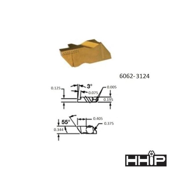 Hhip T-NG-3125R C5 Coated Right Hand Grooving Carbide Insert 6062-3124
