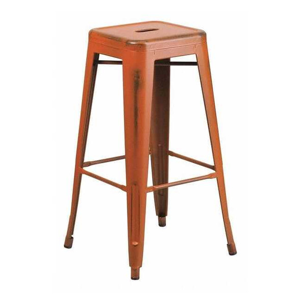 Flash Furniture Distressed Orange Metal Stool ET-BT3503-30-OR-GG