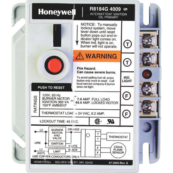 Resideo 4 In. x 4 In. Oil Burner Control R8184G4009/Z