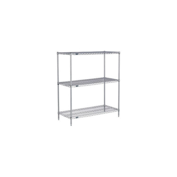 Nexel 3 Shelf Nexelate Silver Epoxy Wire Shelving Unit Starter 42""W x 21""D x 5