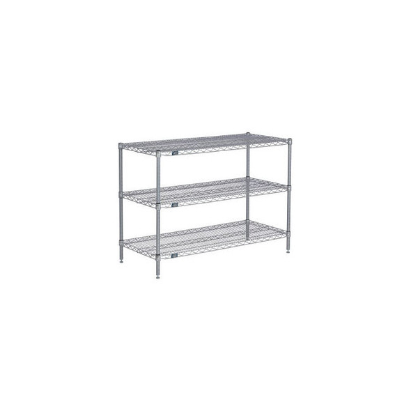 Nexel 3 Shelf Nexelate Silver Epoxy Wire Shelving Unit Starter 60""W x 30""D x 3