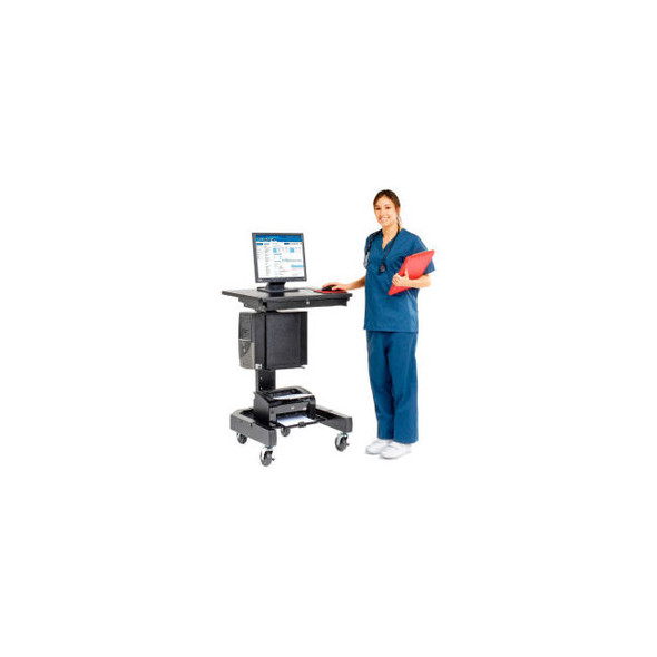 Global Industrial Medical Computer Cart 27""W x 24-1/2""D x 41""H Black