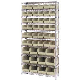 Global Industrial Chrome Wire Shelving With 48 Giant Plastic Stacking Bins Ivory