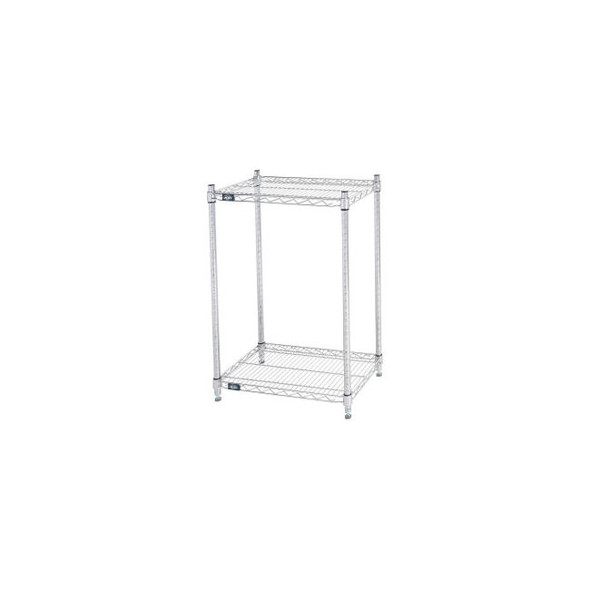 Nexel 2 Shelf Stainless Steel Wire Shelving Unit Starter 24""W x 14""D x 34""H