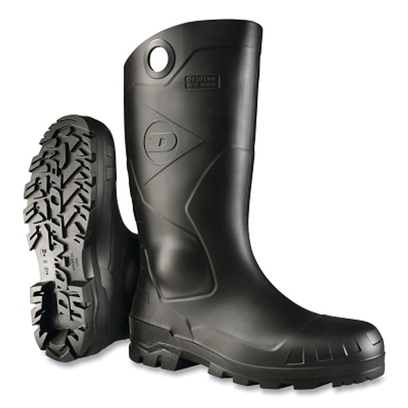 Chesapeake Rubber Boots, Plain Toe, Unisex 13, 16 in Boot, PVC, Black