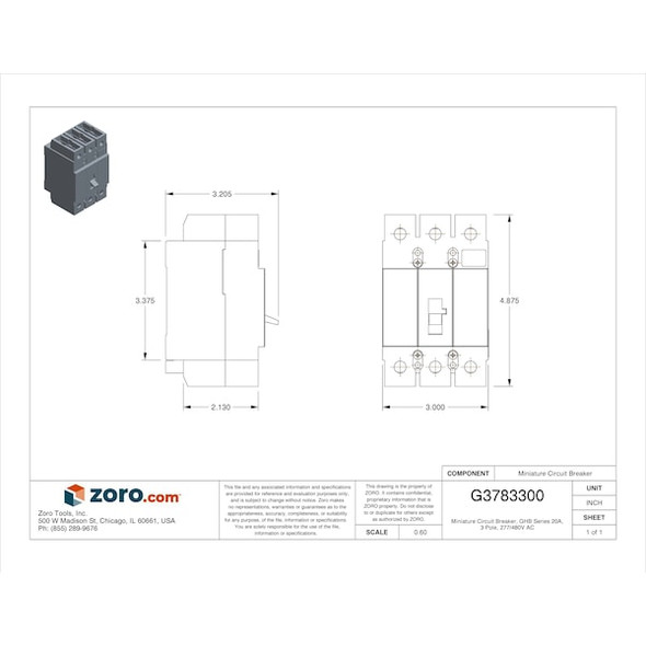 Eaton Circuit Breaker,20A,Bolt On,277/480V,3P GHB3020