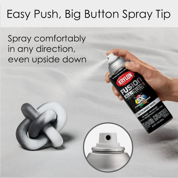 Krylon Fusion All-In-One 12 Oz. Satin Spray Paint, Bright White