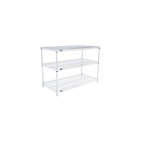 Nexel 3 Shelf Stainless Steel Wire Shelving Unit Starter 48""W x 21""D x 34""H