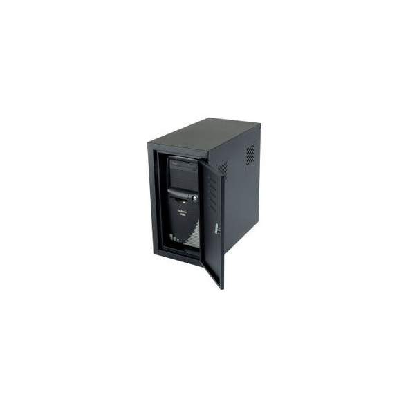 Global Industrial Security Computer CPU Enclosed Cabinet Side Car Black