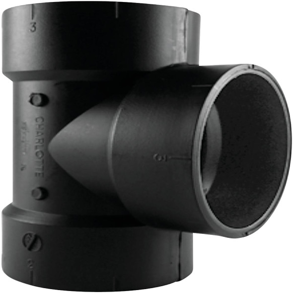 Charlotte Pipe 2 In. Hub x Hub x Hub ABS Waste & Vent Tee ABS 00441  0800HA