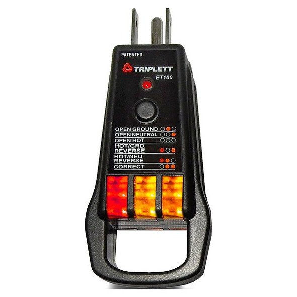 Triplett Receptacle Tester, GFCI, 110 to 125V AC ET100