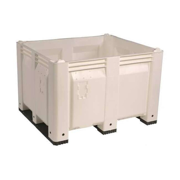 Bulk Container 25.4 cu ft Volume Cap., 48 in L, 40 in W, 31 in H, Plastic, White