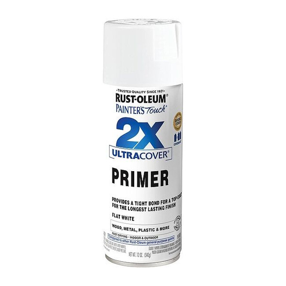 Rust-Oleum Spray Primer . White Primer, 12 oz, Can, Flat 334019