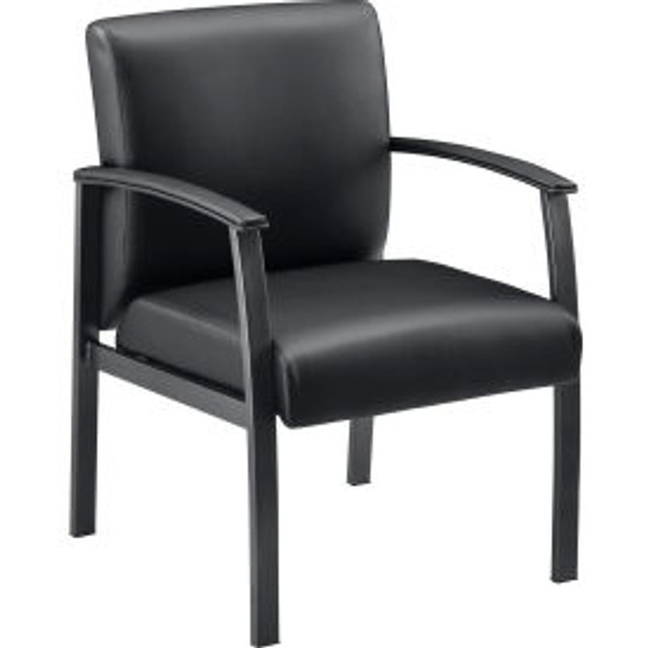 Interion Synthetic Leather Reception Chair with Arms - Black Interion Synthetic Leather Reception Chair with Arms - Black