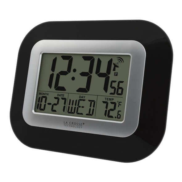 Manufacturer Varies Atomic Digital Wall Clock w Indoor Temp WT-8005U-B-INT