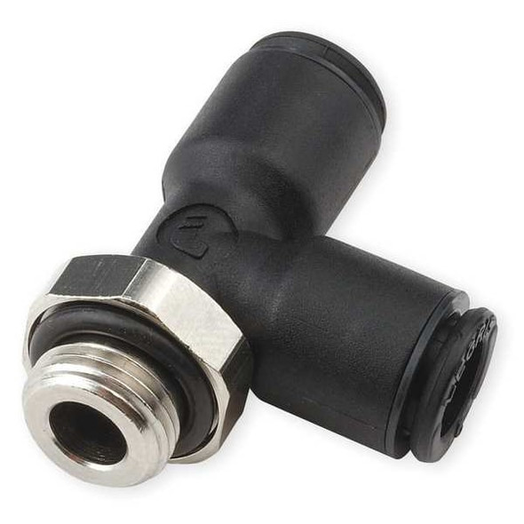 Push-Fit Tee Fitting, 16mm Tube Size, Fiberglass-Reinforced Nylon, Black