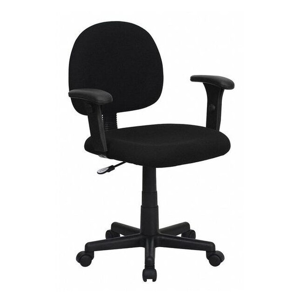 Fabric Task Chair, 21 1/2-, Adjustable Padded, Black