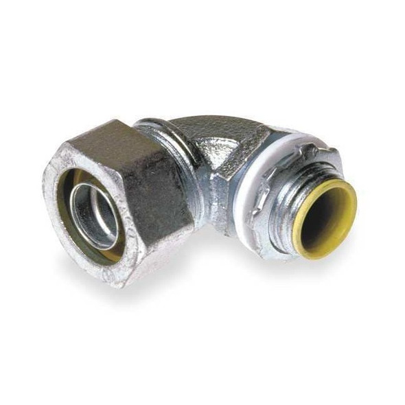 Conduit Fitting Connector, 3 in, Liquid-Tight, Steel, Electro Zinc Plated, Gray