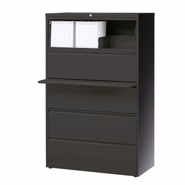 Hirsh 36" W 5 Drawer Lateral File Cabinet, Charcoal,  A4/Legal/Letter 17641