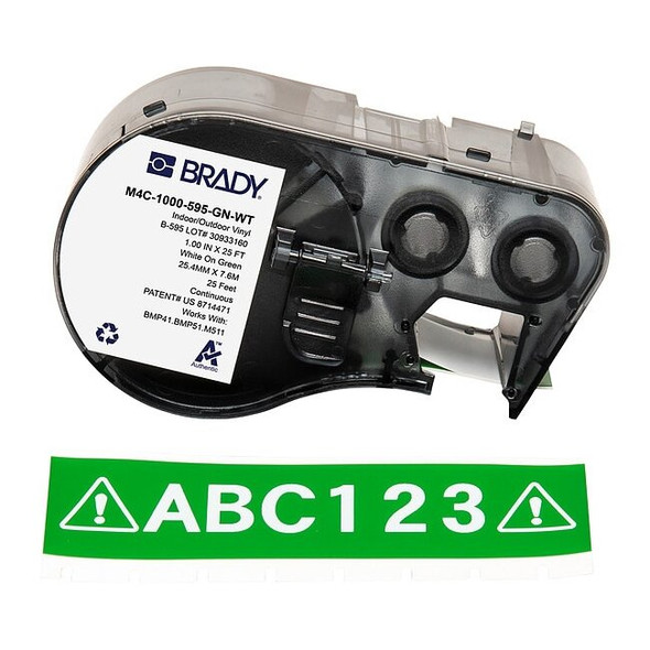 Brady Label/RibbonCartridge,Green,Gloss,1inW M4C-1000-595-GN-WT