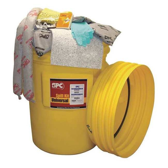 Spill Kit, 93 gal Volume Absorbed per Kit, 95 gal Capacity, Drum, Yellow