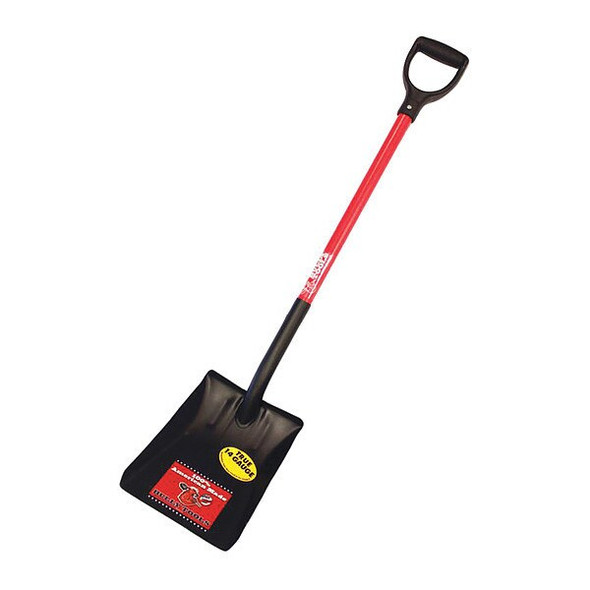 Square Point Shovel, 14 ga. Steel Blade, 46 in L Fiberglass Handle