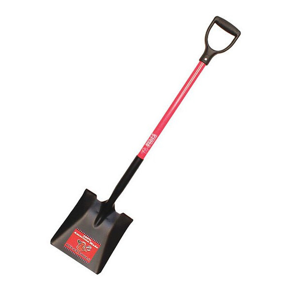 Square Point Shovel, 14 ga. Steel Blade, 46 in L Fiberglass Handle