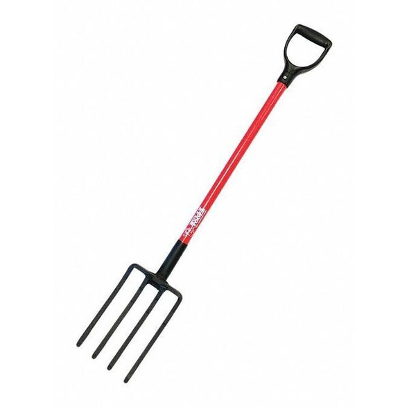 Bully Tools Spading Fork,Fiberglass,D-Grip Handle 92370