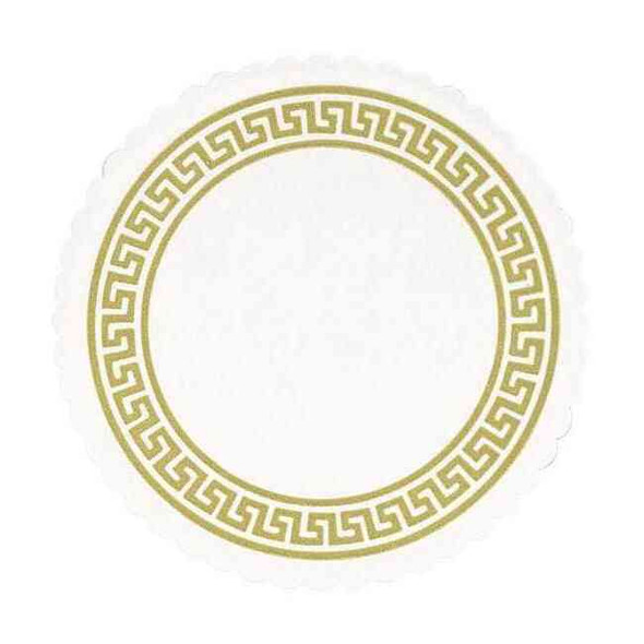 Budgetboard Coaster, 3-3/8" Diameter, Gold Greek Border, PK2500