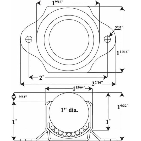 Ashland Conveyor Ball Transfer,Flange,1In Ball Dia BT FRT 2H 1DIA 135 CS-CS