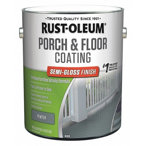 Rust-Oleum 1 gal Floor Coating, Semi-Gloss Finish, Pewter, Water Base 320420